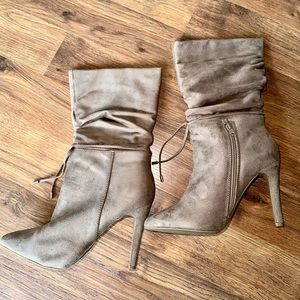 Suede brown boot heels